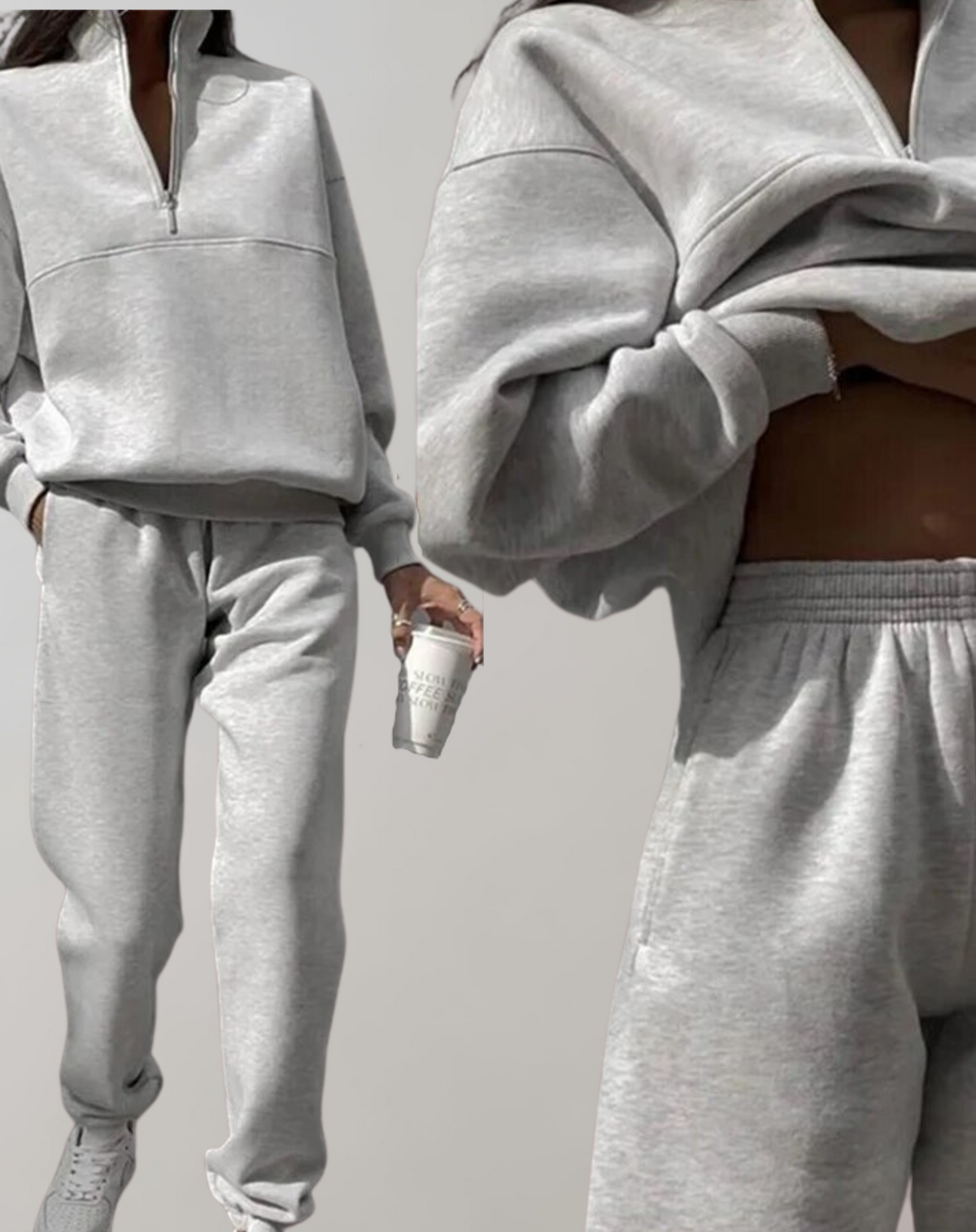 Variant image for Damen-Trainingsanzug, Set Zip-up Top, Fleece, Jogginghose-1
