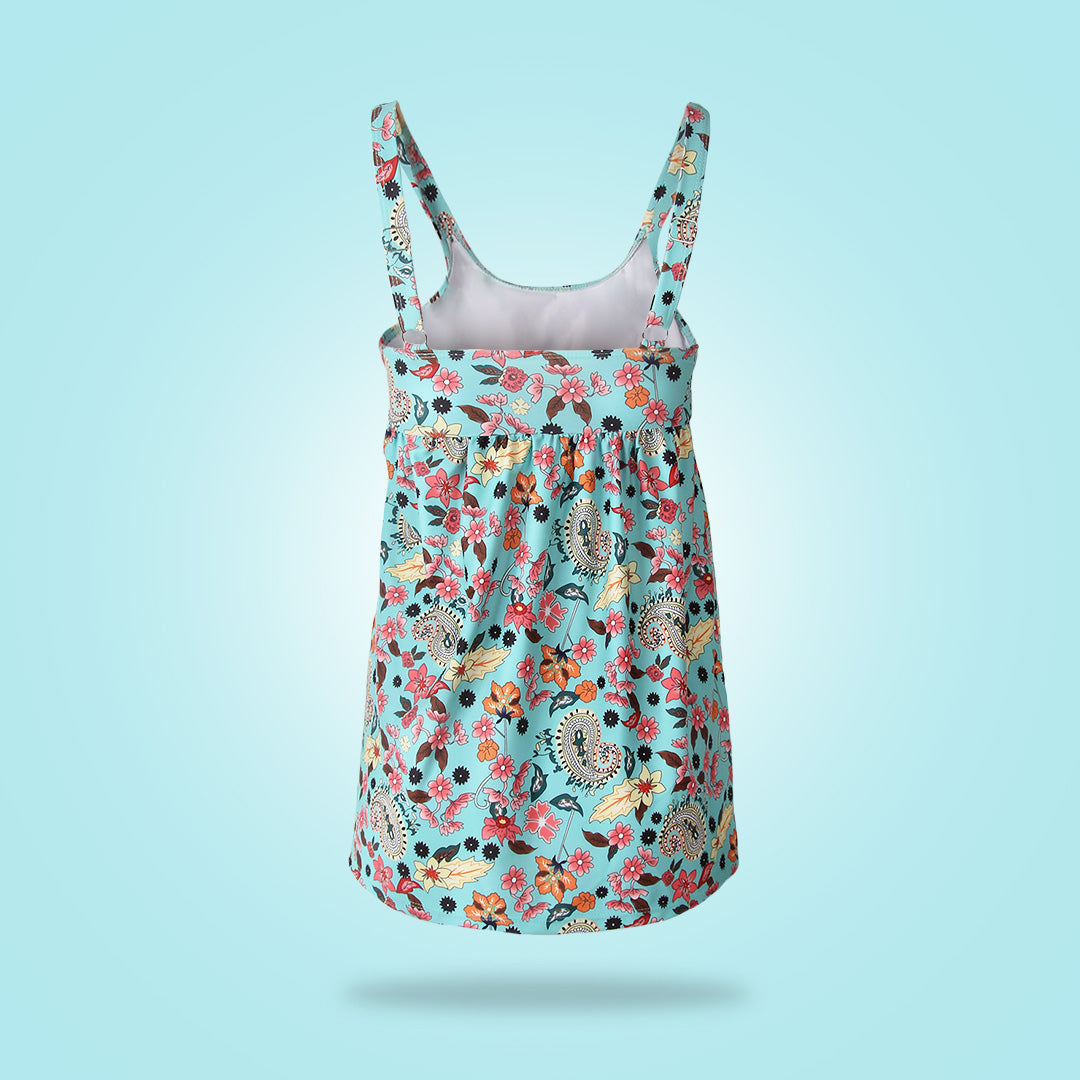 Damen-Tankini, Badeanzug, geblümtes Muster, Nylon, Spandex-5