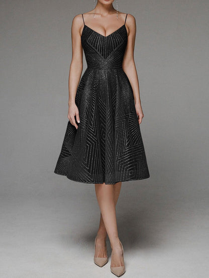 Damen-ärmelloses Kleid, bestickt, leichter Stoff-3
