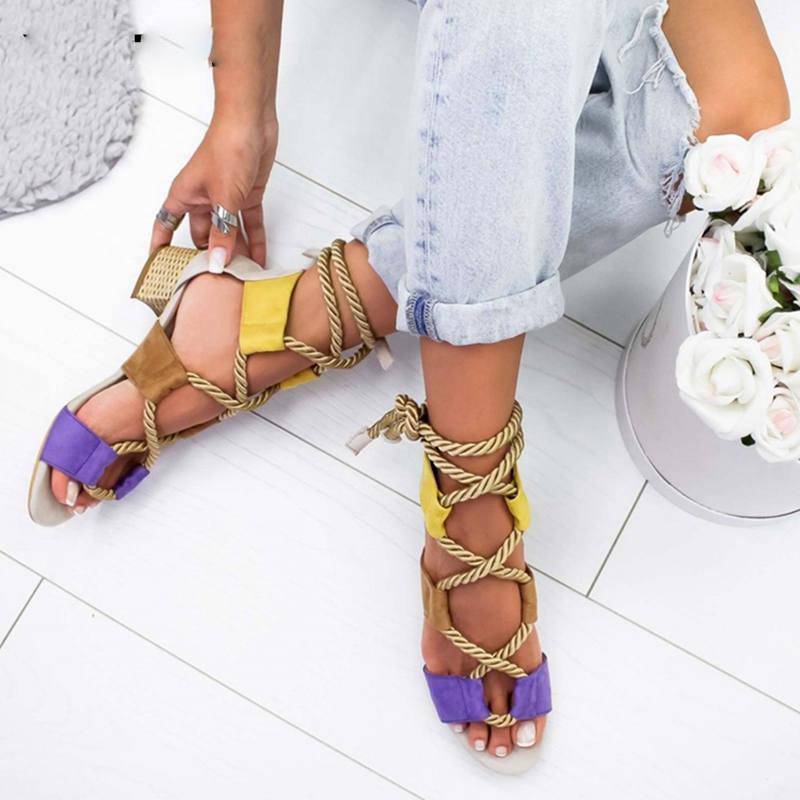 Damen-Gladiator-Sandalen, mit Knöchelriemen, mittlerer Absatz, EVA-3