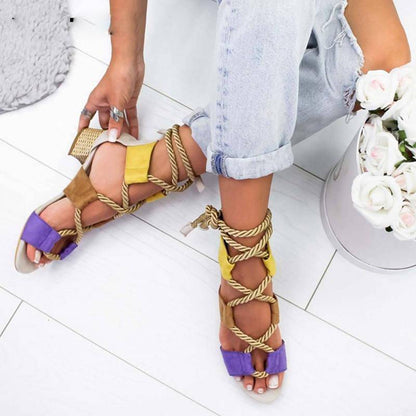 Damen-Gladiator-Sandalen, mit Knöchelriemen, mittlerer Absatz, EVA-3