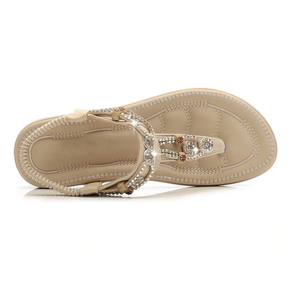 Damen-Sandalen, Bling-Details, PU-Leder, T-Riemen-Design-3