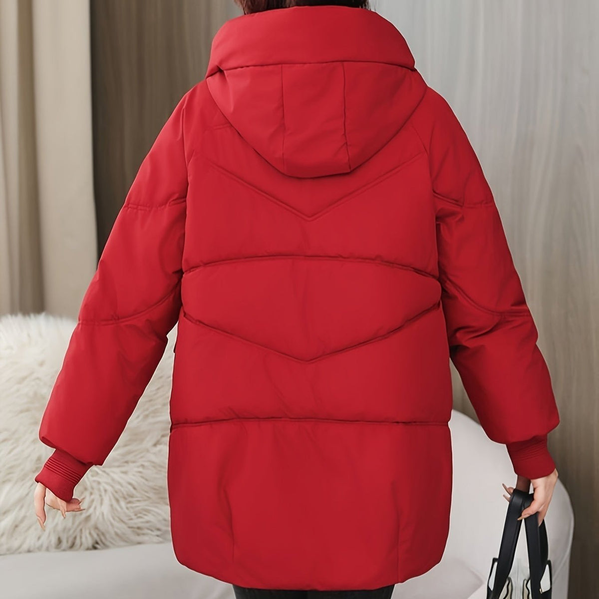Damen-Pufferjacke, lang, sportlich, bequeme Stoffmischung-2