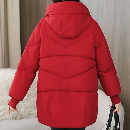 Damen-Pufferjacke, lang, sportlich, bequeme Stoffmischung-2