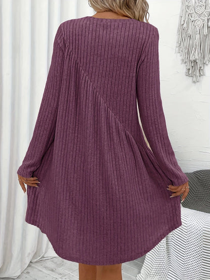 Damen-Basics-Kleid, asymmetrisch, Taille, gerippt, Material 5