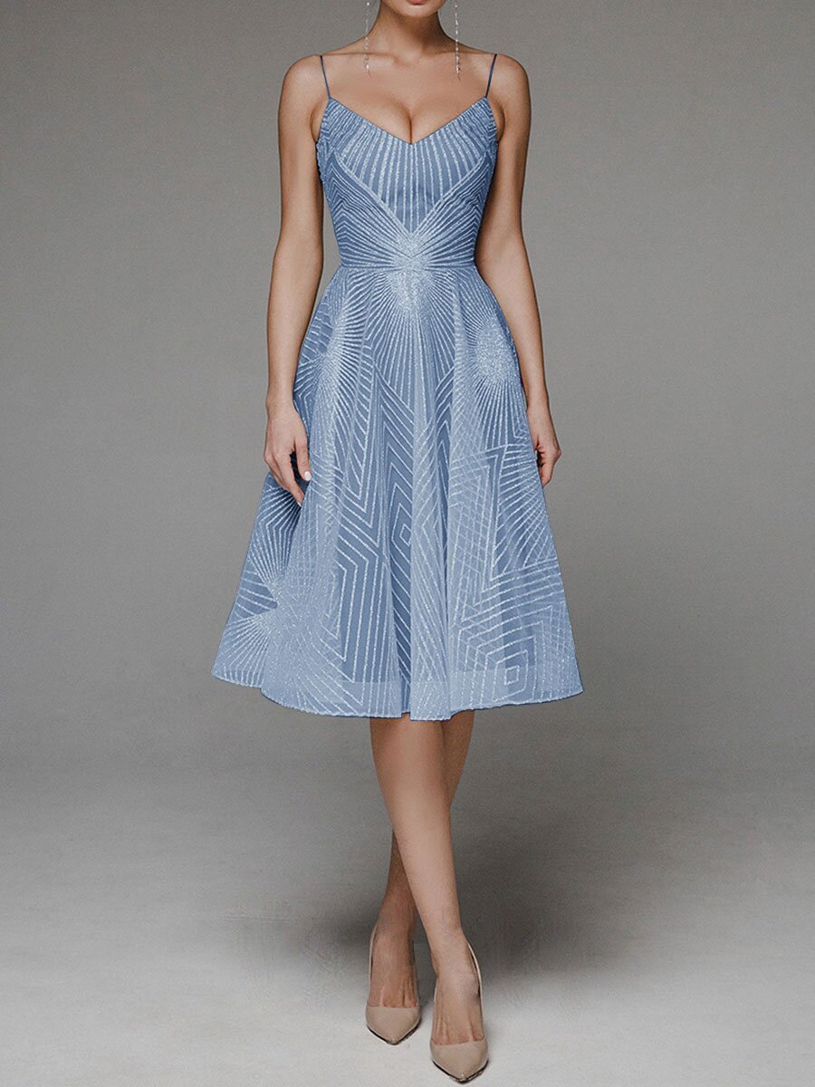 Damen-ärmelloses Kleid, bestickt, leichter Stoff-4