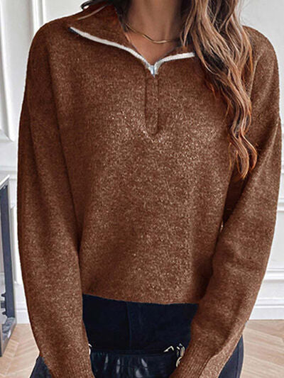 Langarm-Herrenpullover mit halbem Reißverschluss – 100% Baumwolle, eleganter Kragen, normale Passform 2