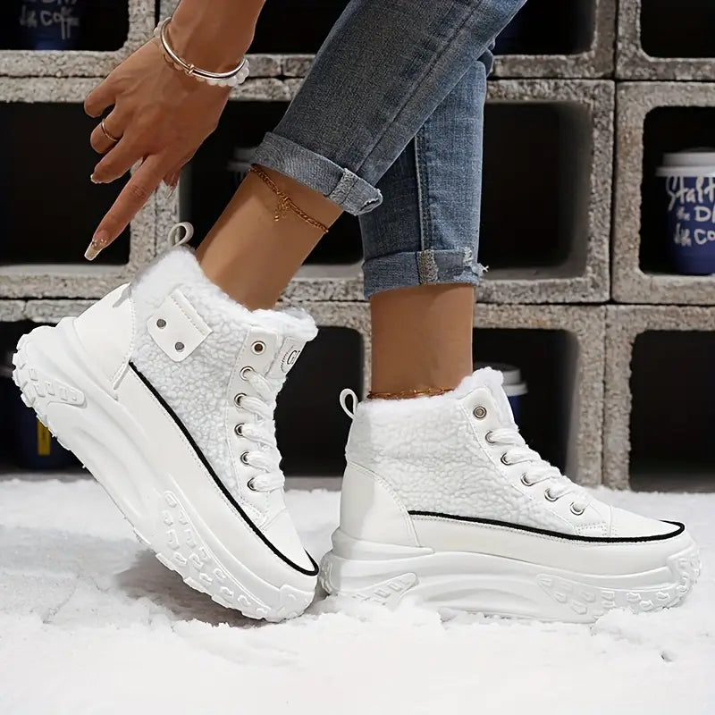 Damen-Schneestiefel, gepolsterte Baumwolle, Fleecefutter-5