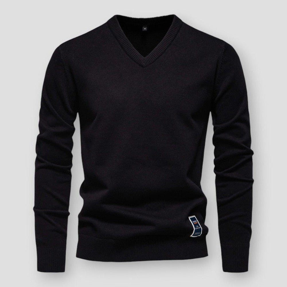 Herrenpullover, V-Ausschnitt, weicher Wollmix, moderne Passform-3