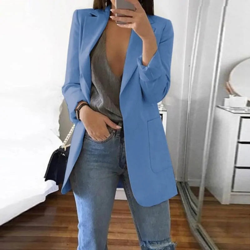 Damen Blazer Modernes Design Wollmix Elegant und Zeitlos-3