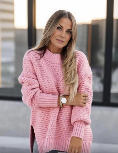 Damen-Strickpullover, Oversized, weiches Waffelmuster-5