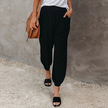 Damen-Hose mit elegantem Design und hoher Taille aus Polyester und Elasthan-4