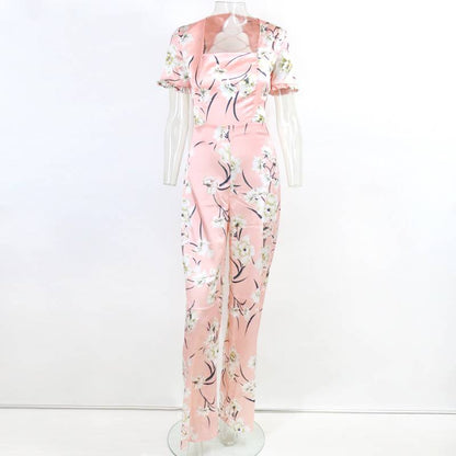 Damen-Overall mit Blumenmuster aus Polyester-Spandex-3
