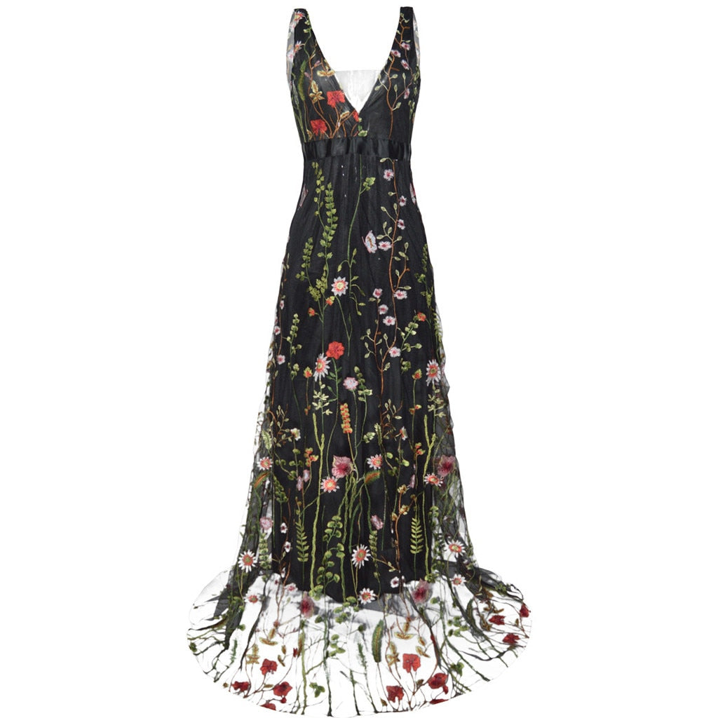 Damen-besticktes Kleid, elegant, erstklassige Stoffe-4