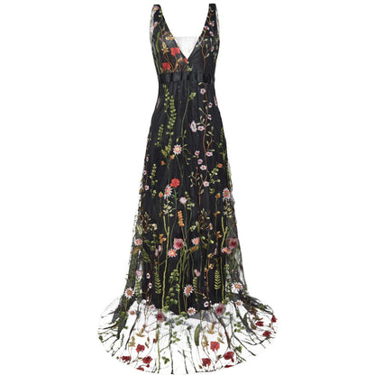 Damen-besticktes Kleid, elegant, erstklassige Stoffe-4