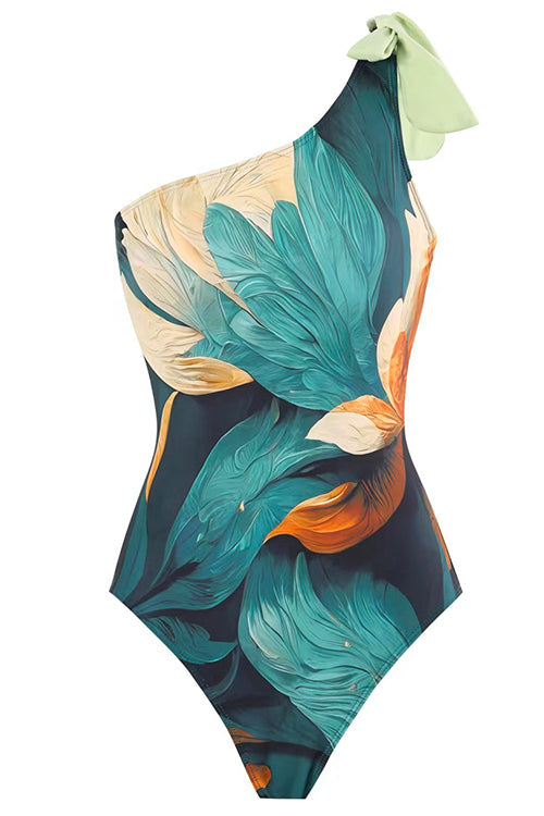 Badeanzug Damen Einschulterig mit Rock Polyester für Strand und Pool-1