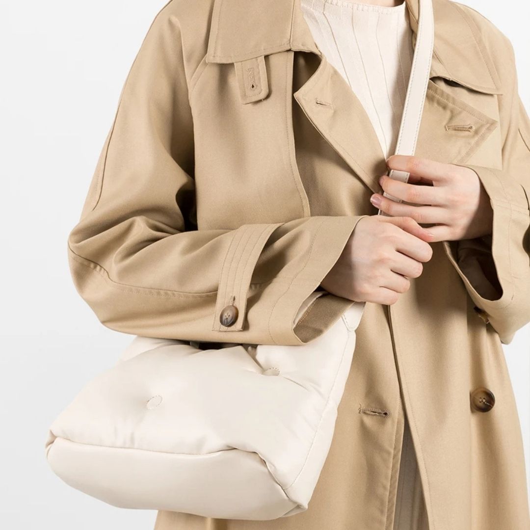 Damen Schultertasche Gesteppter Veganleder mit verstellbaren Schulterriemen-5