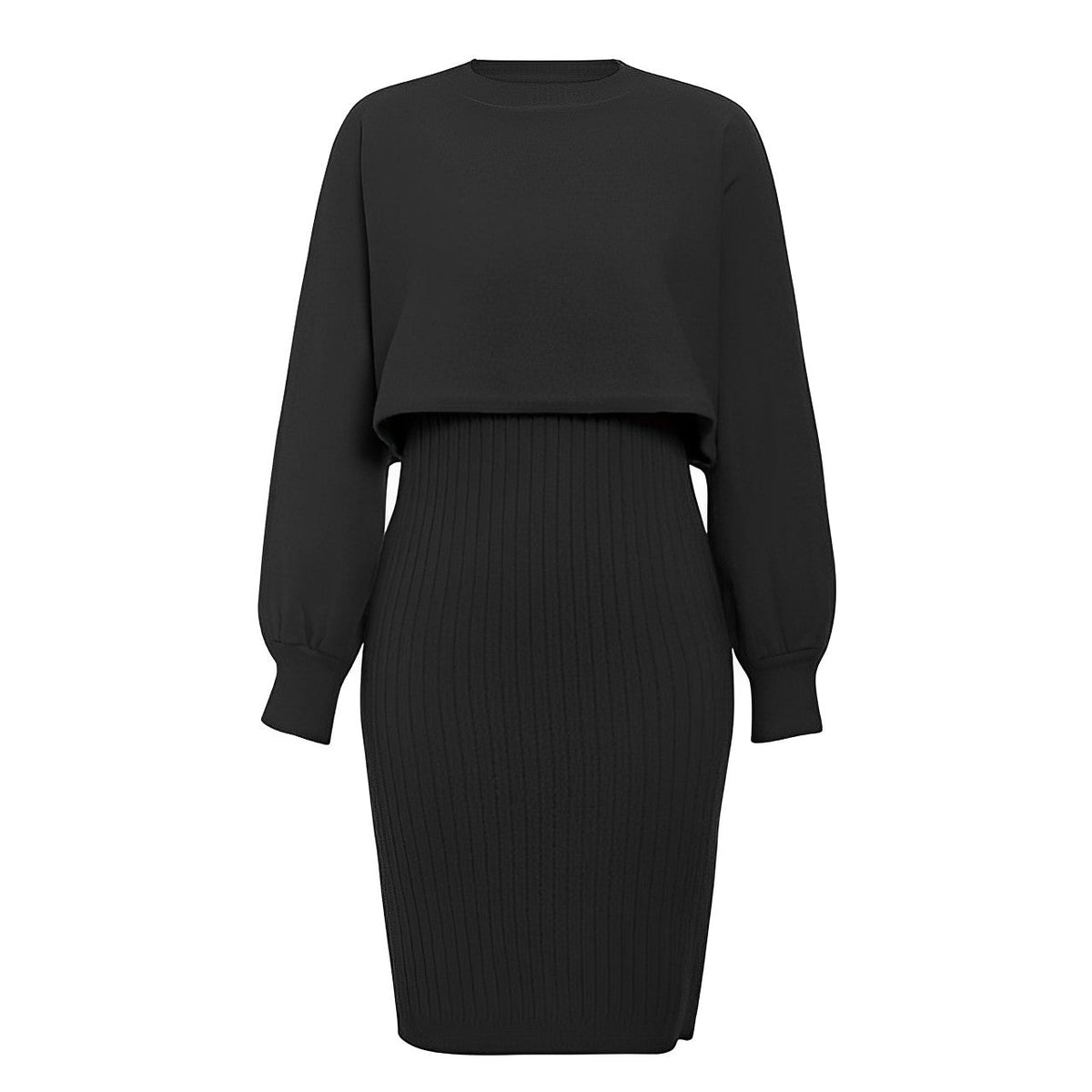 Damen-Kleid, mit Flügelärmel gestricktes Material elegant Laterne Ärmel 4