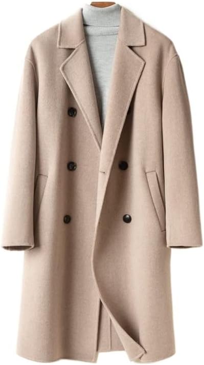 Langer Damen-Wintermantel aus Polyester mit Doppelknopf und Taschen – klassisch und elegant unter dem Knie 4