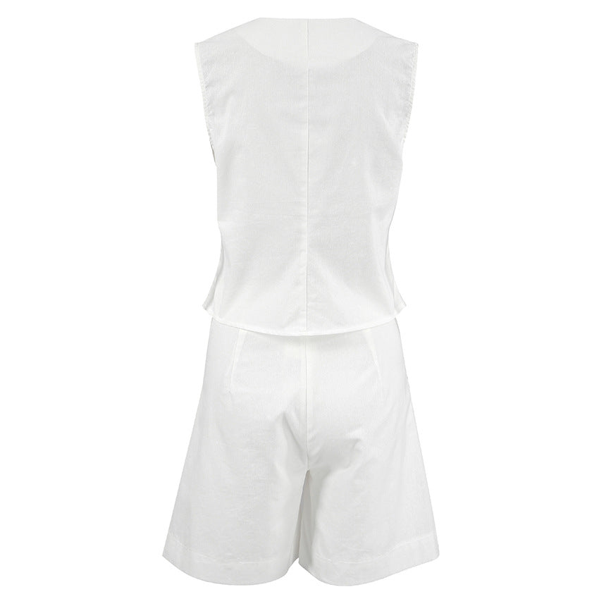 Herrenweste, Shorts-Set, taillierte Baumwolle und Leinen 6