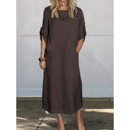Damen-Freizeitkleid, Choppy-Schnitt, 100% Baumwolle, langärmelig-5