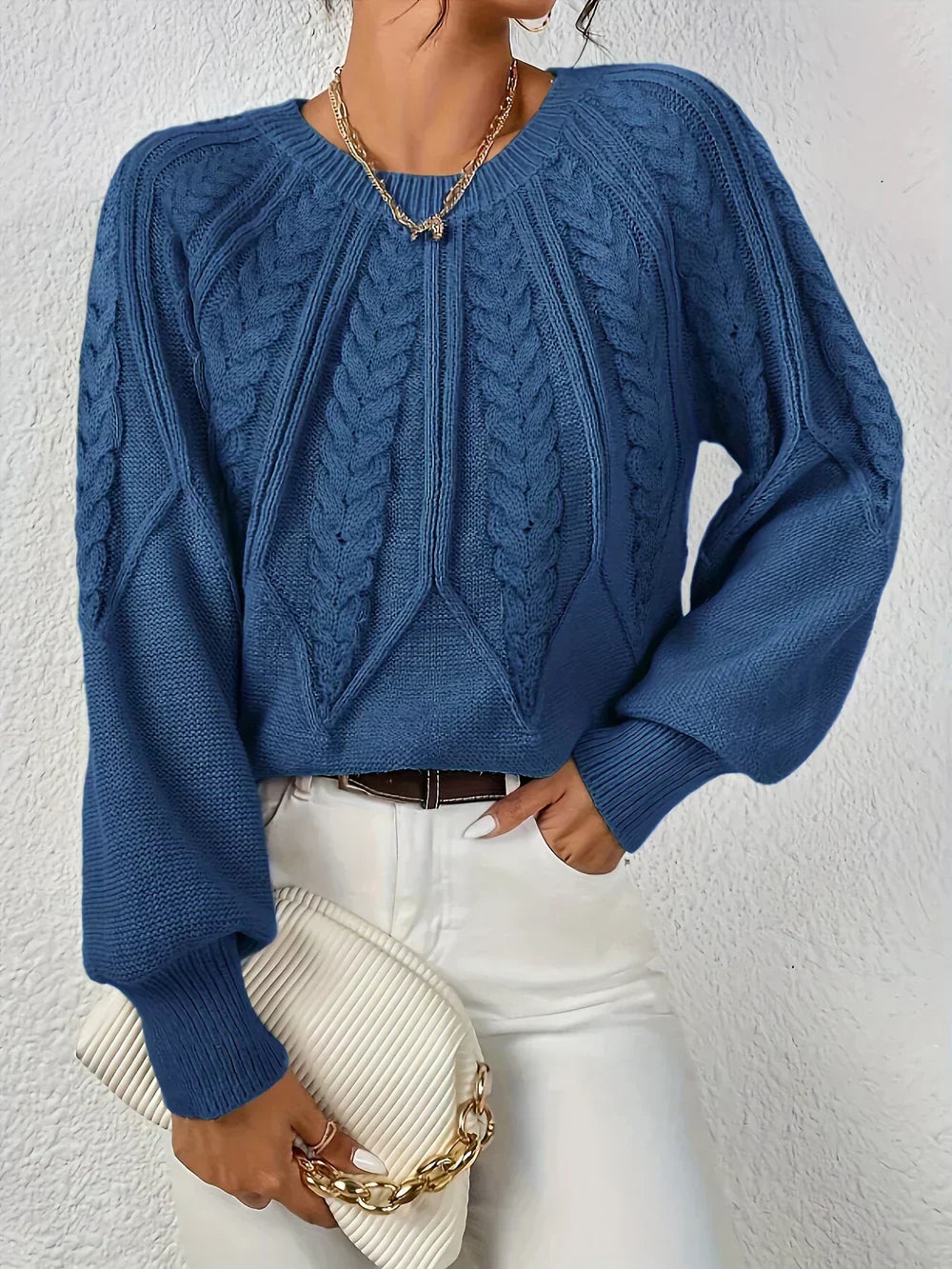 Variant image for Damen-Zopf-Strickpullover, casual Acryl, elegant-49