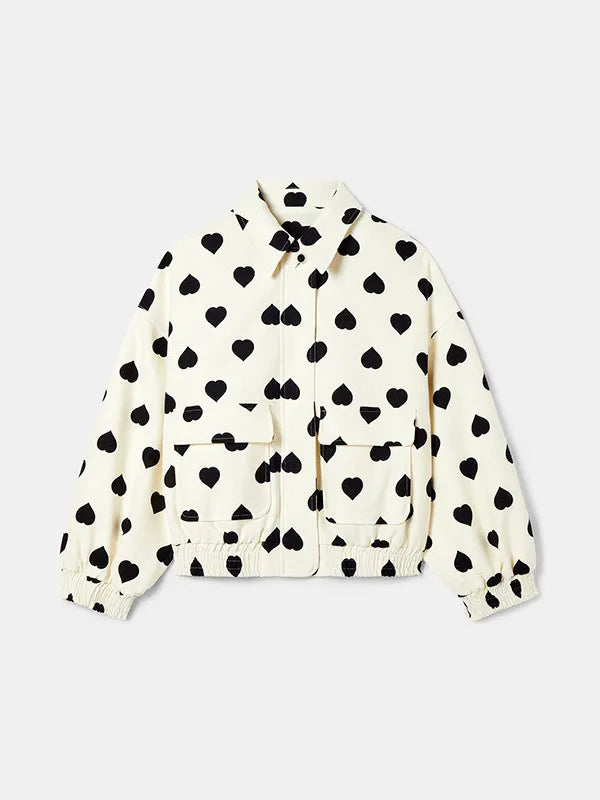 Damenjacke mit Herzmuster Vielseitiges Design Polyester 5