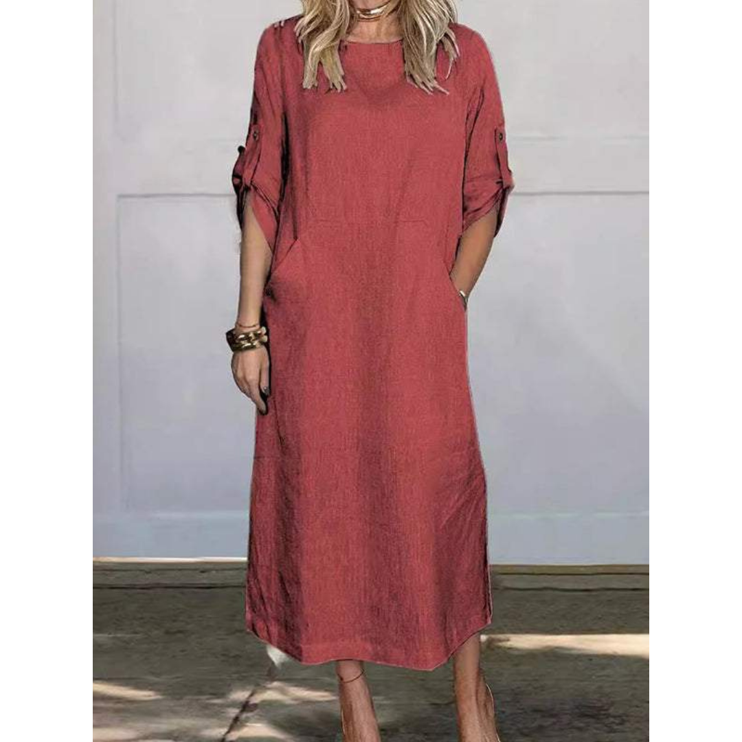 Variantenbild für Damen-Freizeitkleid im Choppy-Schnitt, langärmelig, aus 100% Baumwolle-37