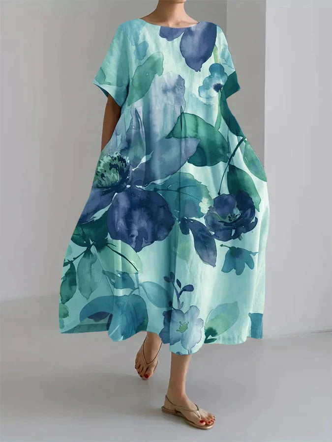 Variant image for Damen-Kleid, botanisch, Muster, leichtes Material-5