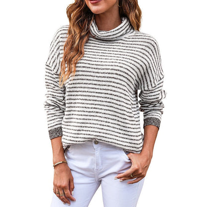 Variant image for Damen-Strickpullover, Rollkragen, gestreiftes weiches Material-21