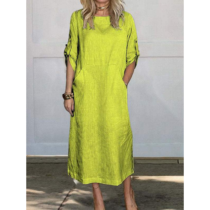 Damen-Freizeitkleid im Choppy-Schnitt, 100% Baumwolle, langärmelig-6