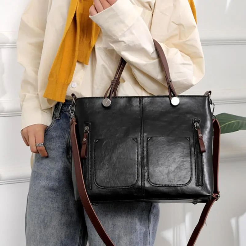 Damen Schultertasche Leder Modernes Design Schultertasche 6