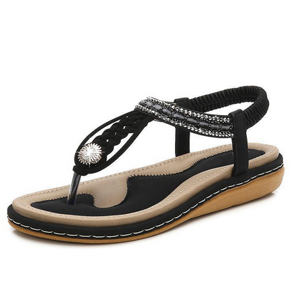 Damen-Sandalen, offene Zehe, PU-Leder mit Kristallverzierung-3