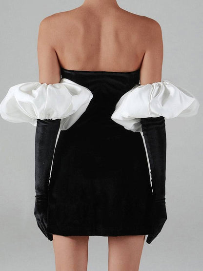Schöne Damenkleider, Mini, Kleid, Puffärmeln, Polyester-3