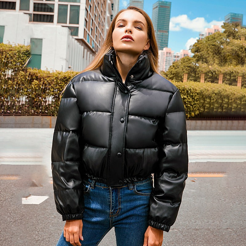 Damen-Kurzjacke, Winter, Baumwollfüllung, trendig, lässige Passform-5