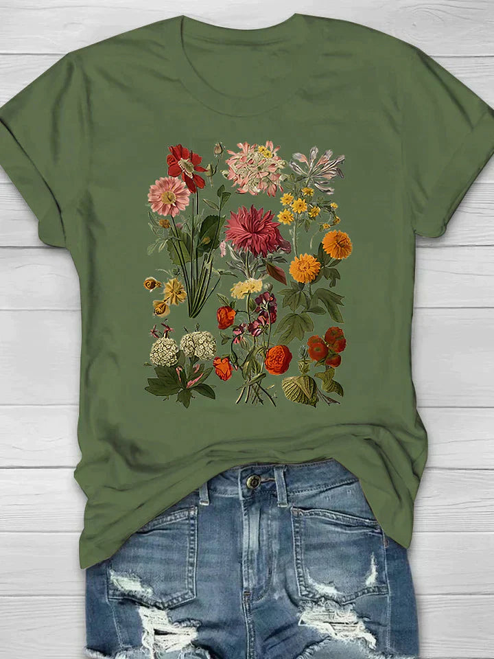 Variantenbild für Damen-T-Shirt, Blumenmuster, Relaxed Fit, 100 % Baumwolle-41