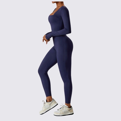 Damen-Bodysuit Langarm eckiger Ausschnitt Stretchmaterial-3
