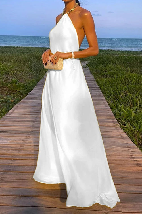 Variant image for Maxikleid Damen Offener Rücken Kettenträger Baumwolle Polyester-5