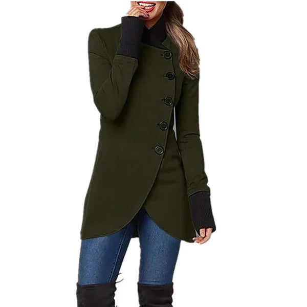 Damenjacke mit Winkelknopfverschluss aus Recyceltem Polyester und Baumwolle 3