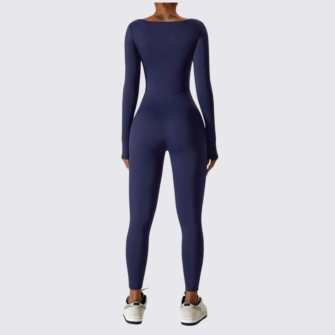 Damen-Bodysuit Langarm eckiger Ausschnitt Stretchmaterial-5