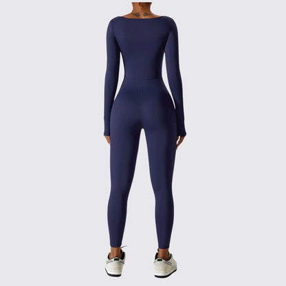 Damen-Bodysuit Langarm eckiger Ausschnitt Stretchmaterial-5