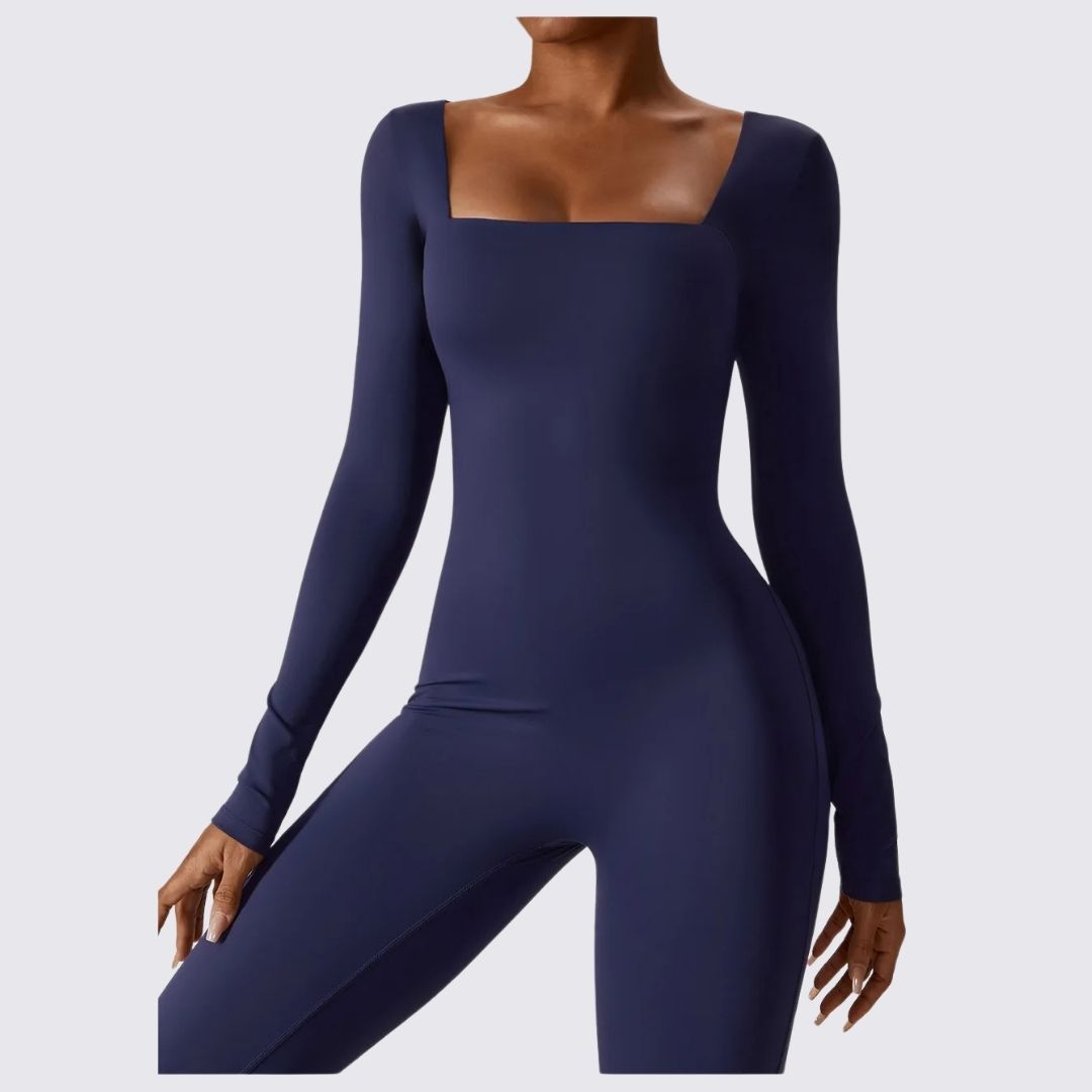 Damen-Bodysuit Langarm eckiger Ausschnitt Stretchmaterial-6