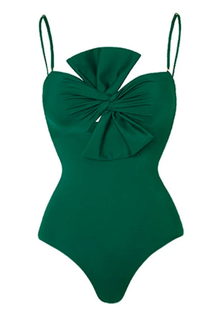 Variant image for Badeanzug Damen mit Bogenfront und gemustertem Wickelrock aus Polyester-1
