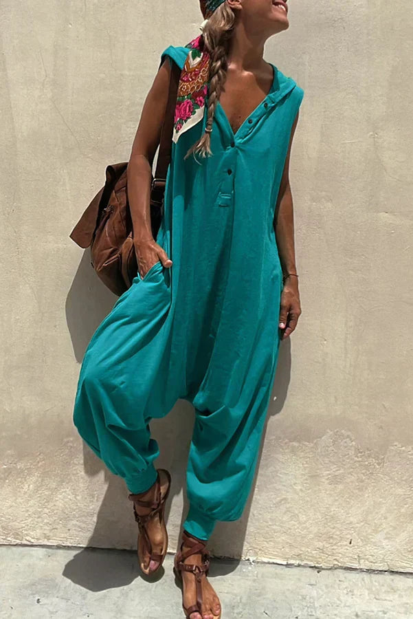Damen-Overall, modern schick, weiche atmungsaktive Mischung mit Knopfverschluss-1
