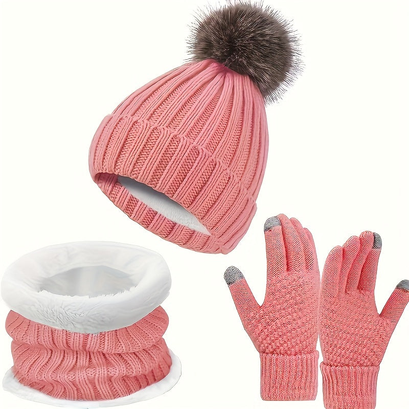 Damen Winter-Set Hut Schal Handschuhe Weicher Stoff-3