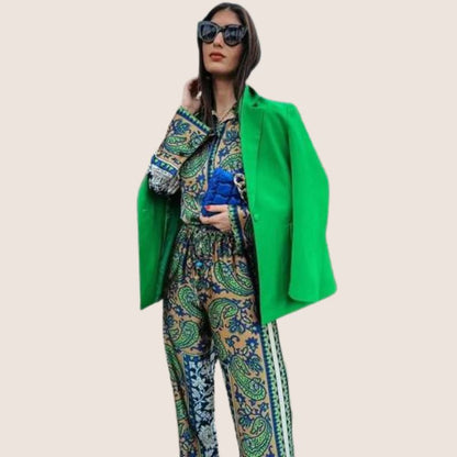 Damen-Bohemian-Set mit Paisley-Langhemd und Hose, 100% Baumwolle-4
