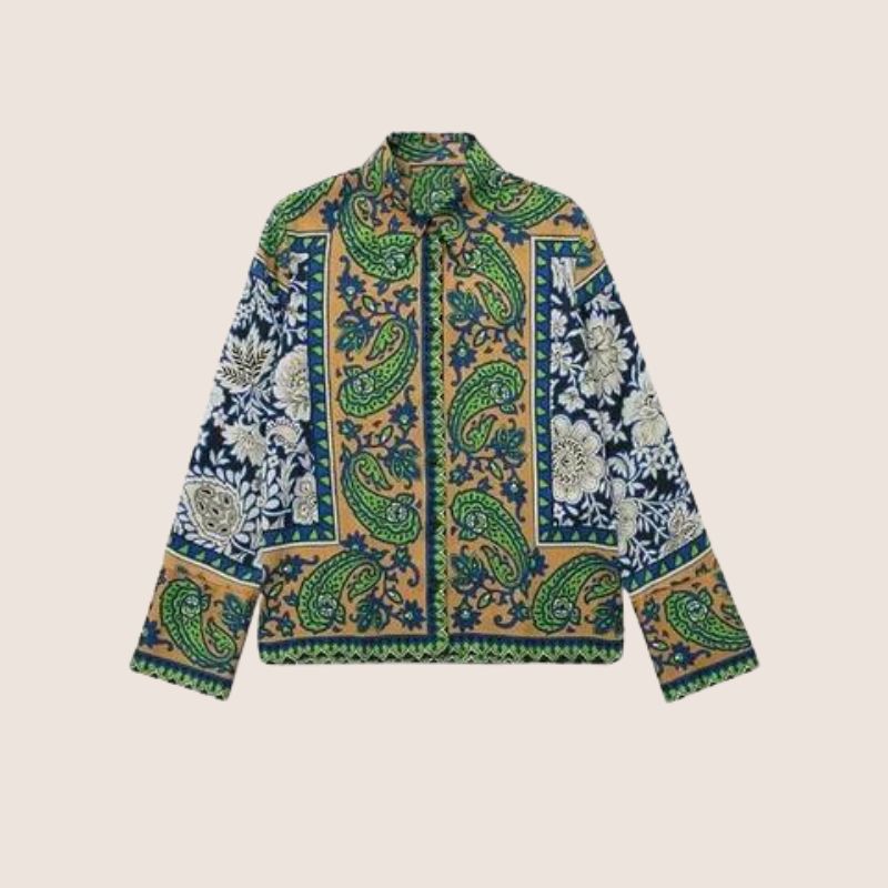 Damen-Bohemian-Set mit Paisley-Langhemd und Hose, 100% Baumwolle-5