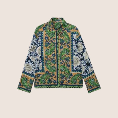 Damen-Bohemian-Set mit Paisley-Langhemd und Hose, 100% Baumwolle-5