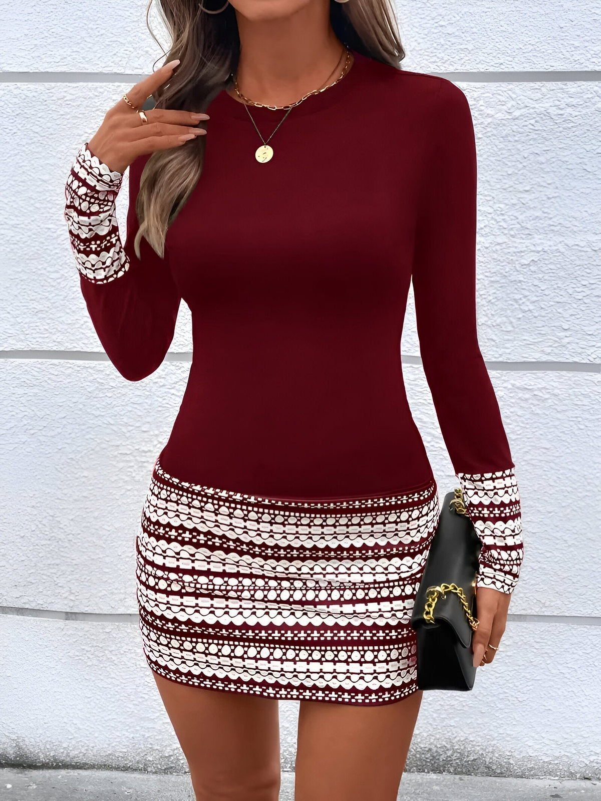 Damen-Minikleid, gestreift, Rundhalsausschnitt, 100% Baumwolle-2