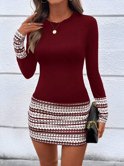 Damen-Minikleid, gestreift, Rundhalsausschnitt, 100% Baumwolle-2